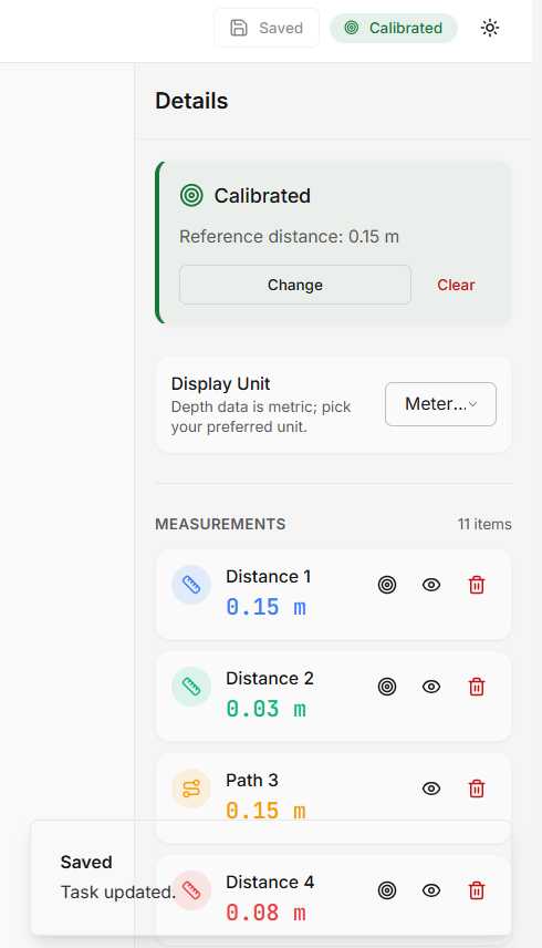 Save measurements example